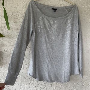 Torrid 3/4 length sleeve shimmer tee. Boat neck